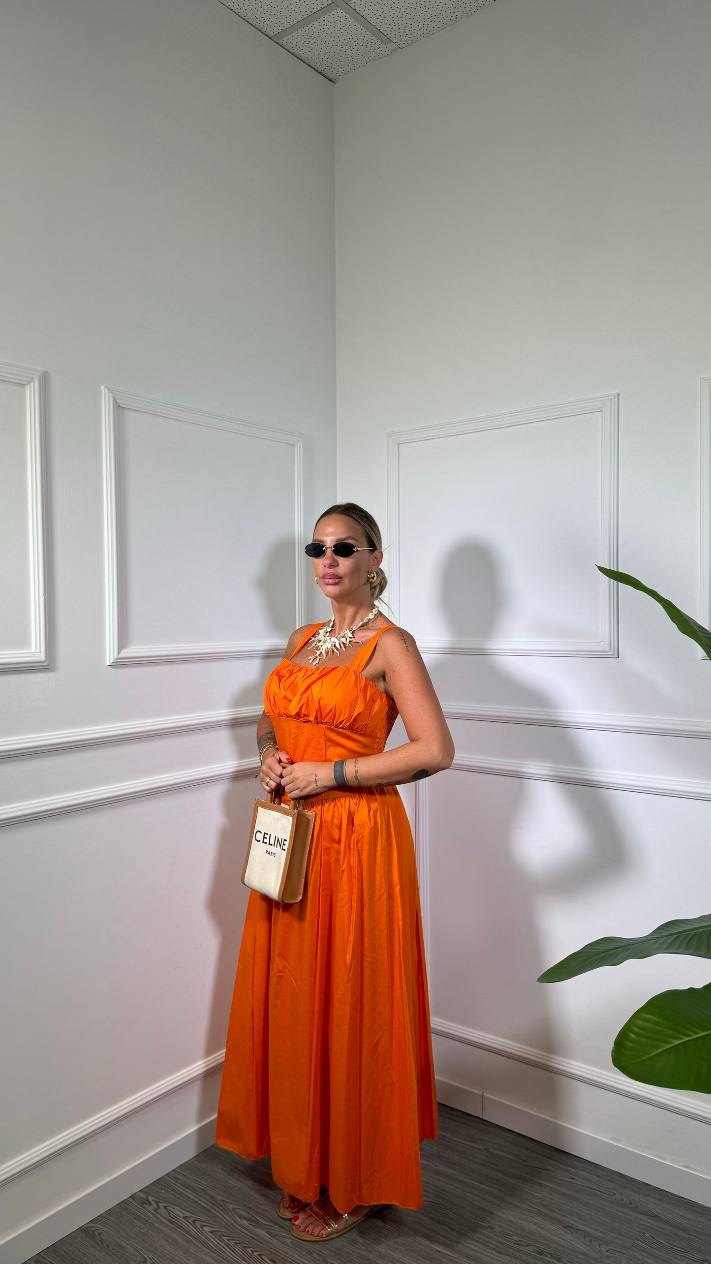 Abito midi in cotone Shila arancio 58202