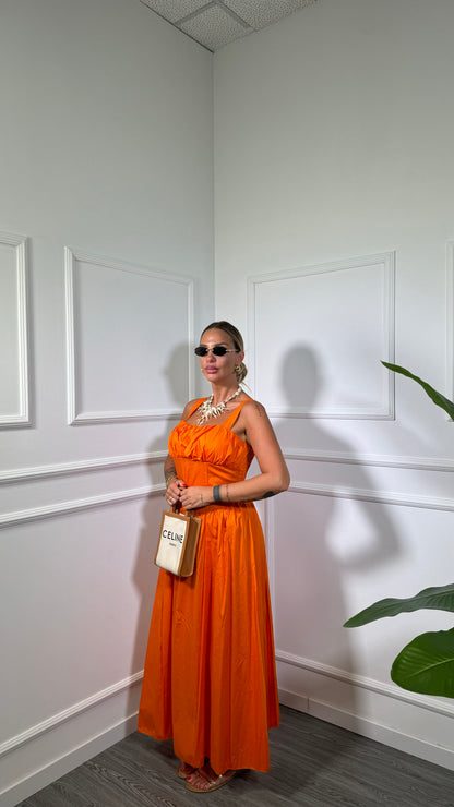 Abito midi in cotone Shila arancio 58202