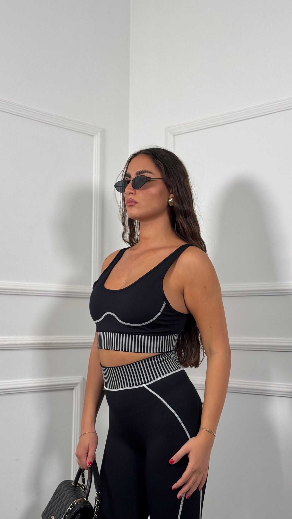 Coordinato contenitivo Pilates nero 3201
