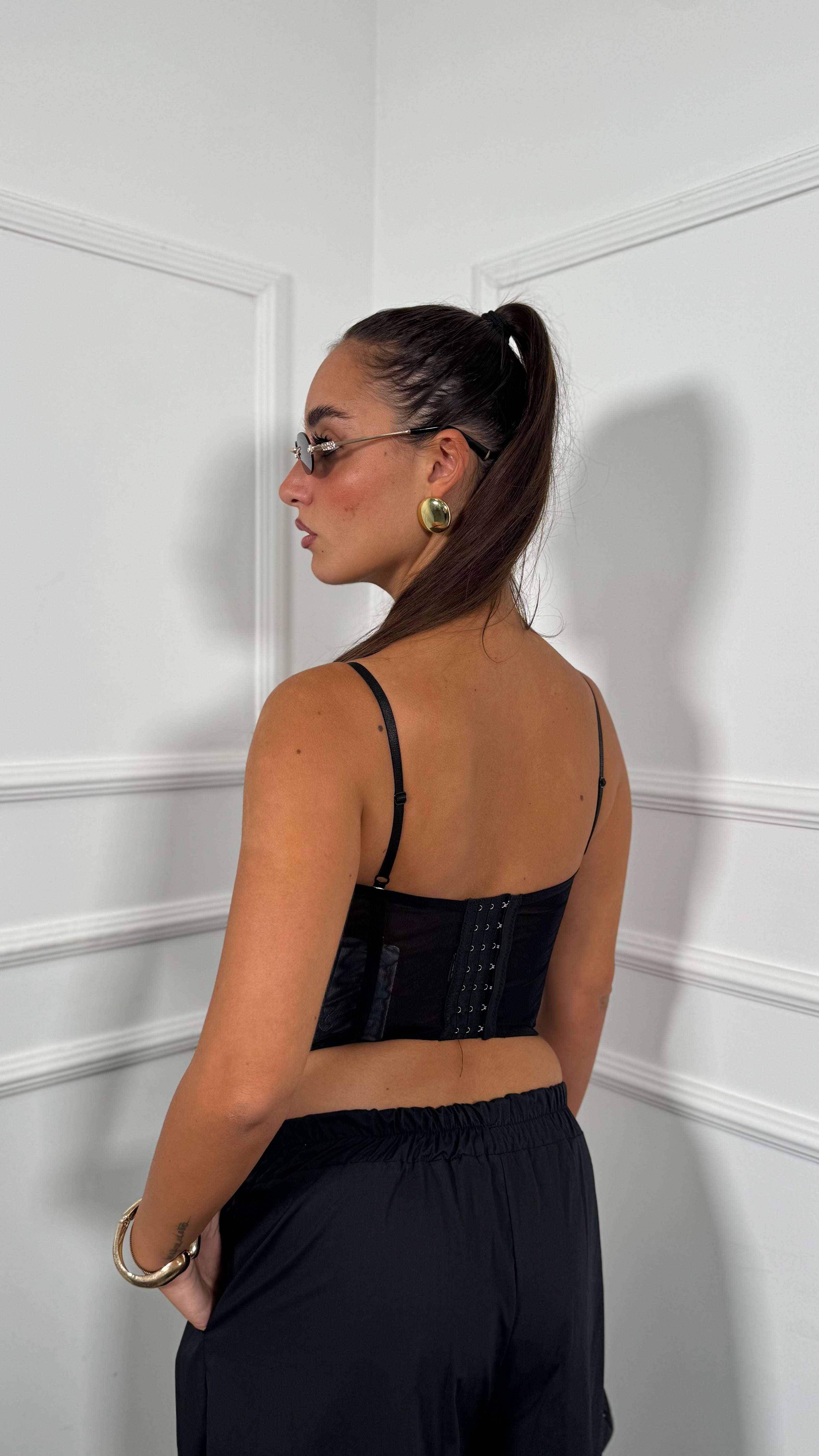Bustino in pizzo semi velato nero 1941