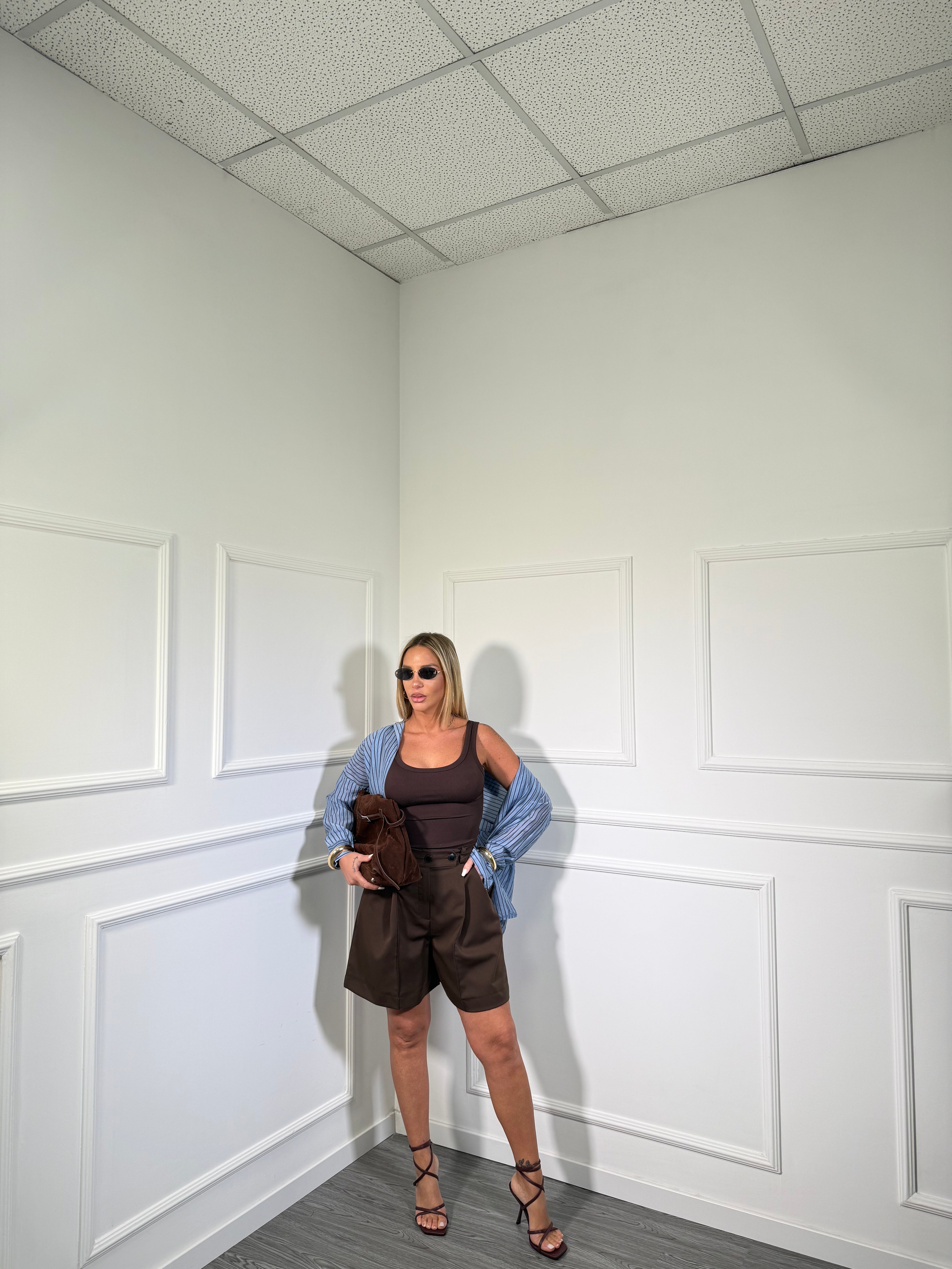 Bermuda doppio bottone cioccolato 5825