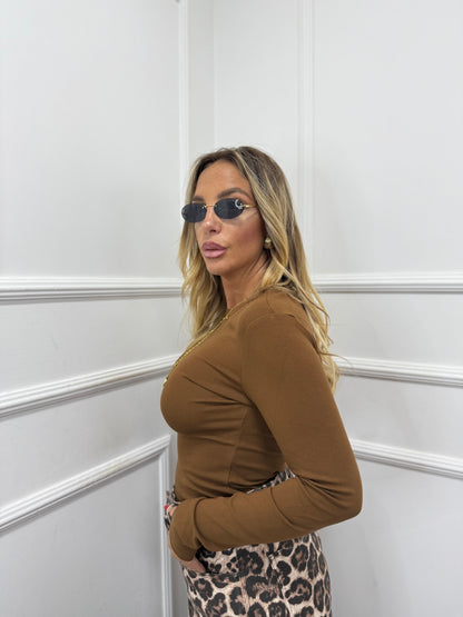 Shirt in cotone caramello 23465 by lumina