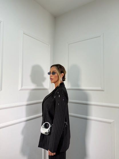 Tailleur micro paillettes Kaylie nero 87557