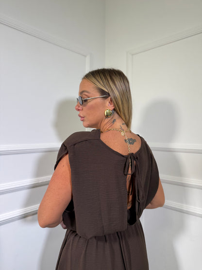 Jumpsuit in viscosa con cintura (CURVY) cioccolato in125431