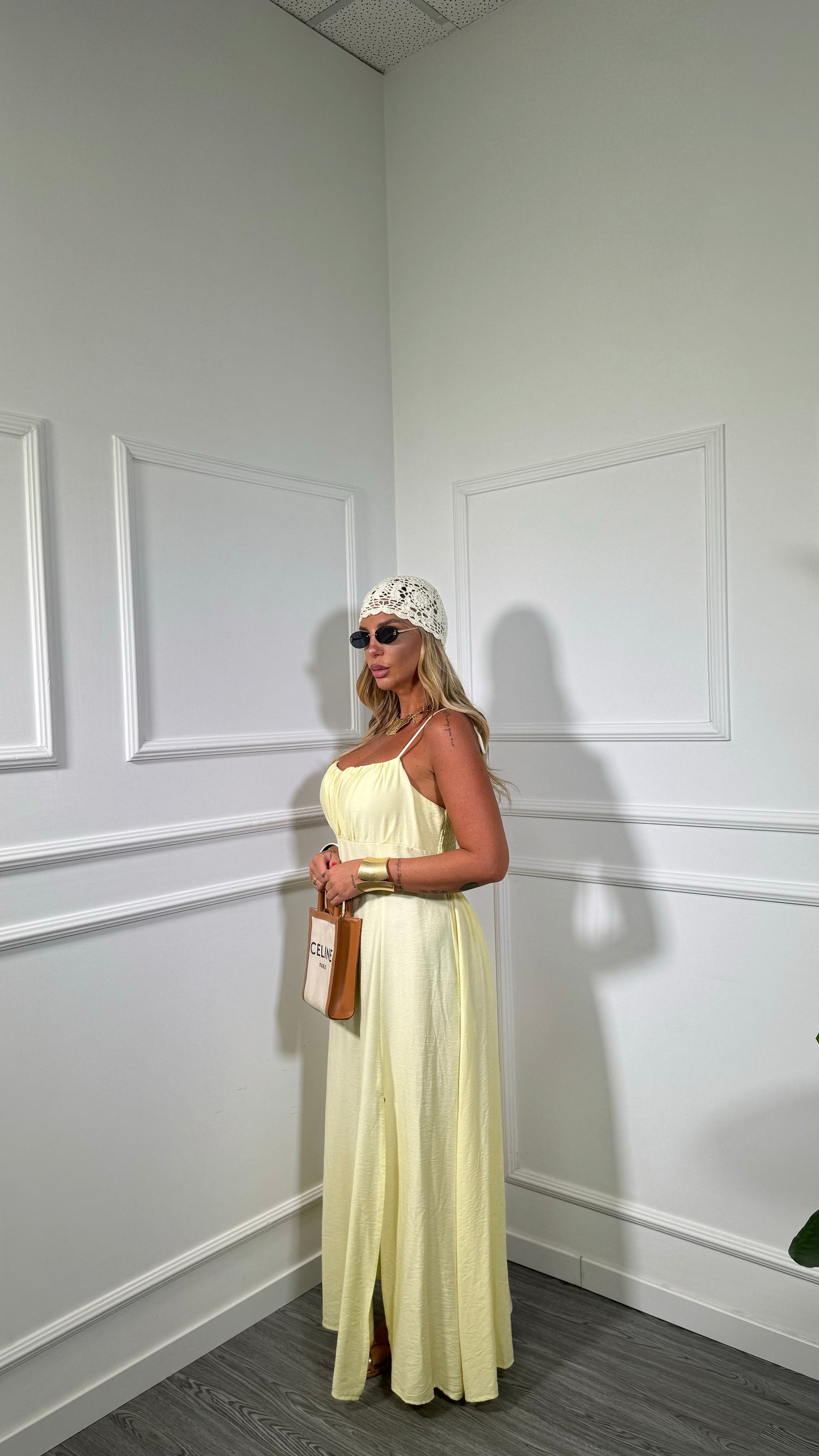 Abito midi misto lino (curvy) Ariel giallo 333