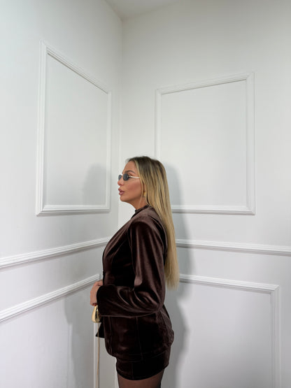 Tailleur in velluto Lusy cioccolato 45058/059