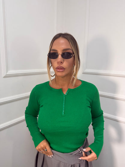 Maglioncino lana rasata a costine con bottoncini vari colori qf8158