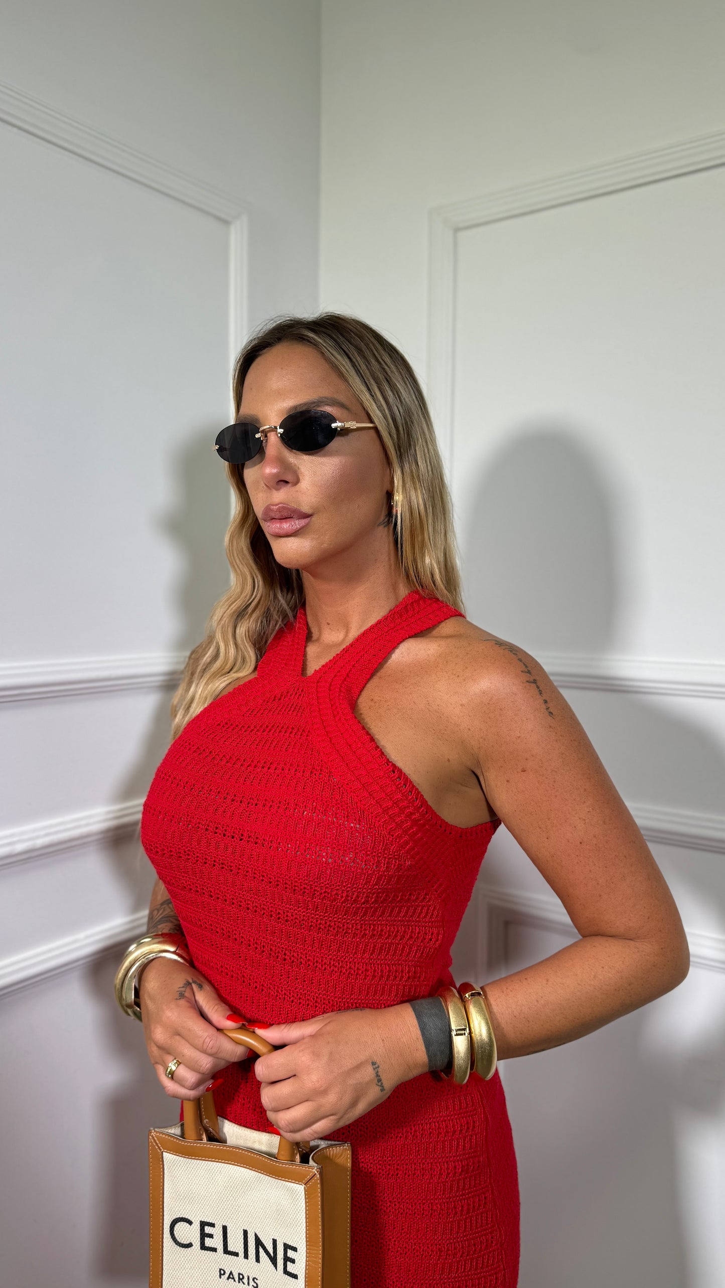 Abito midi in filo Skin rosso