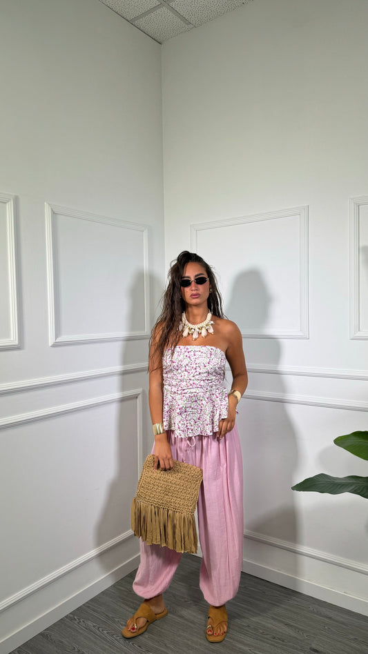 Pantaloni balloon in viscosa Silene rosa bubble nf9294