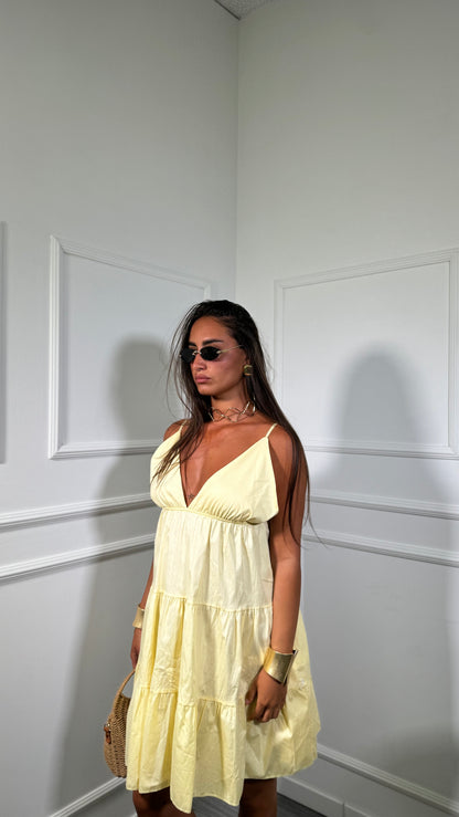 Abito corto in cotone Sunset giallo 31102