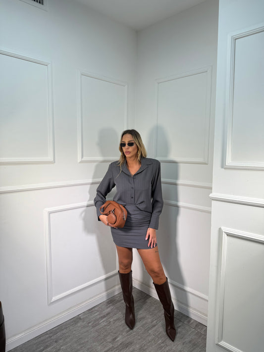 Coordinato gessato Lavinia grigio 2856