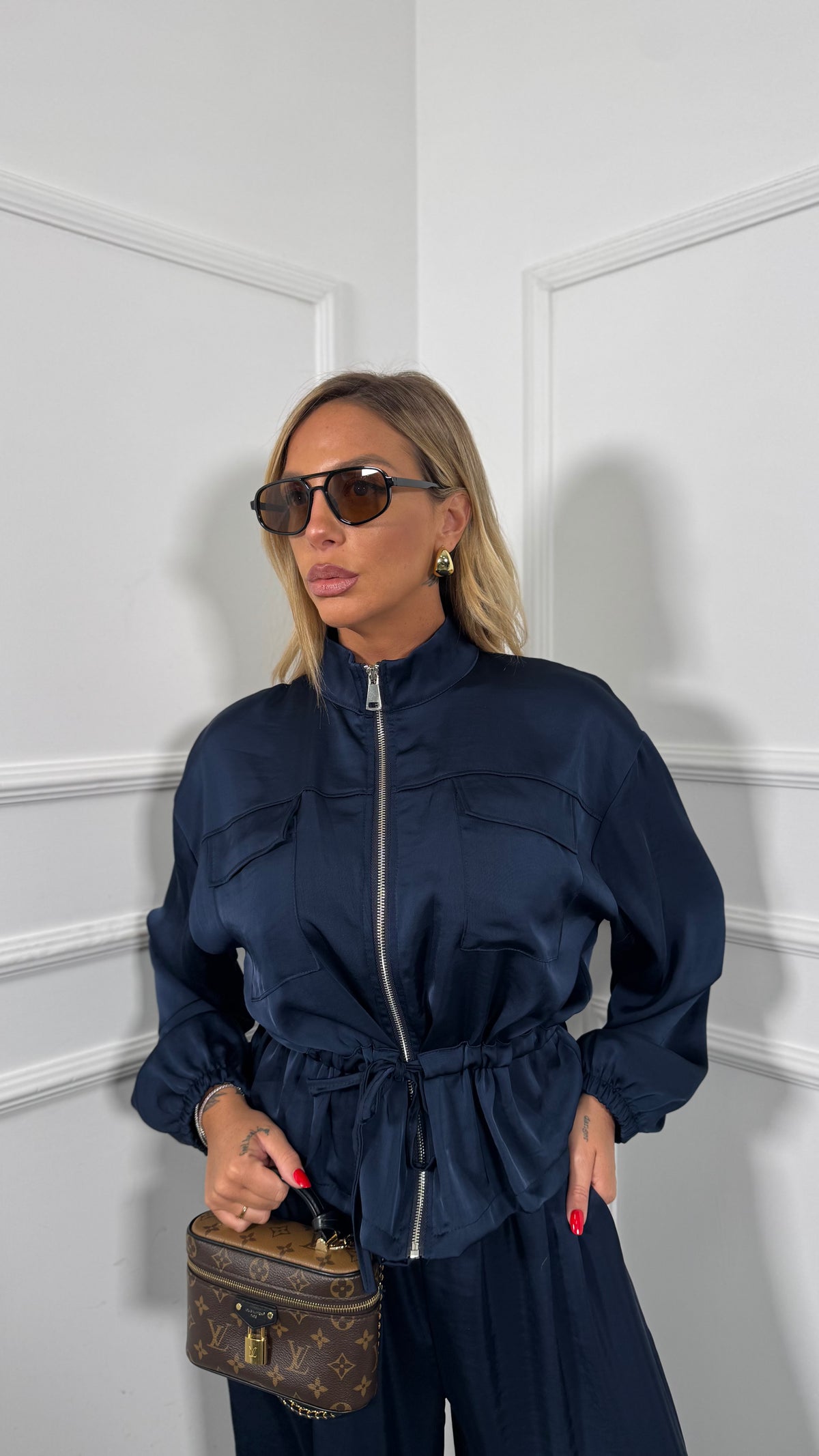 Coordinato in satin Curvy Sportychic blu hp9206-1d