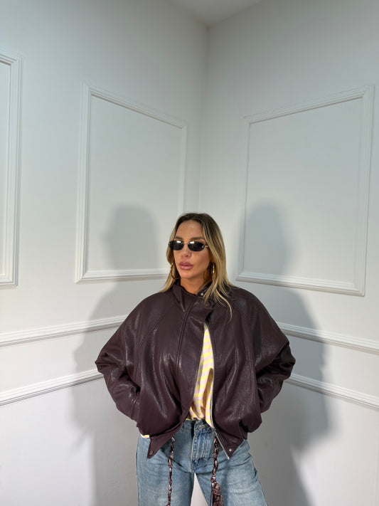 Giacca ecopelle Sidney vinaccia premium quality har005