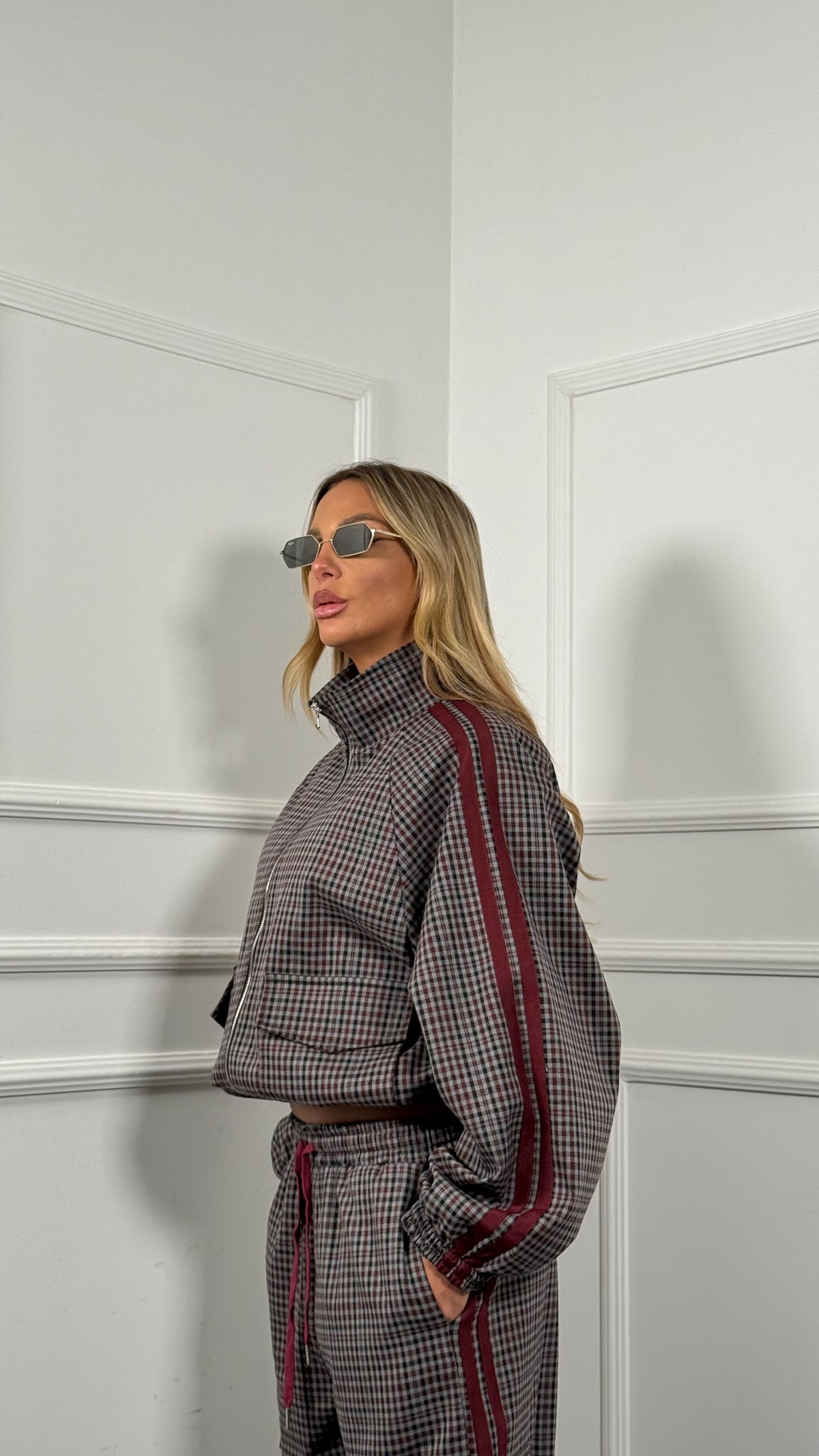 Coordinato flanella a quadretti by lumina grigio/bordeaux