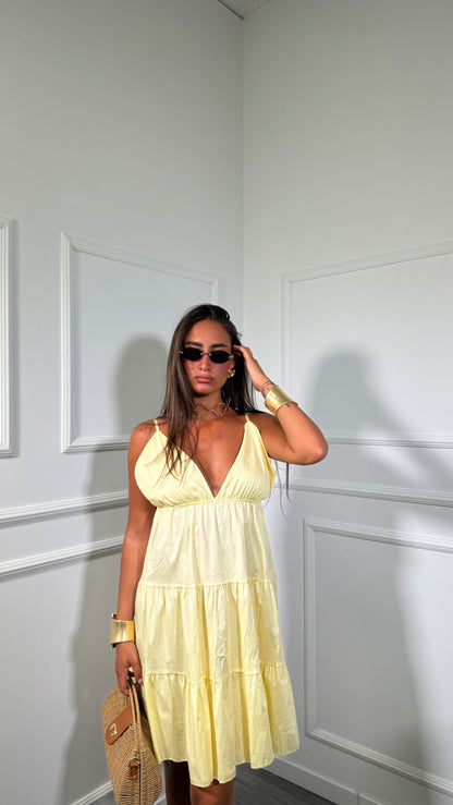 Abito corto in cotone Sunset giallo 31102
