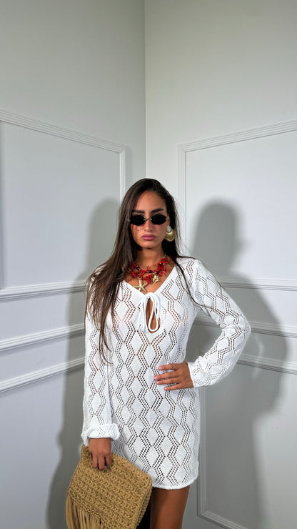 Abito corto in crochet Temptation bianco