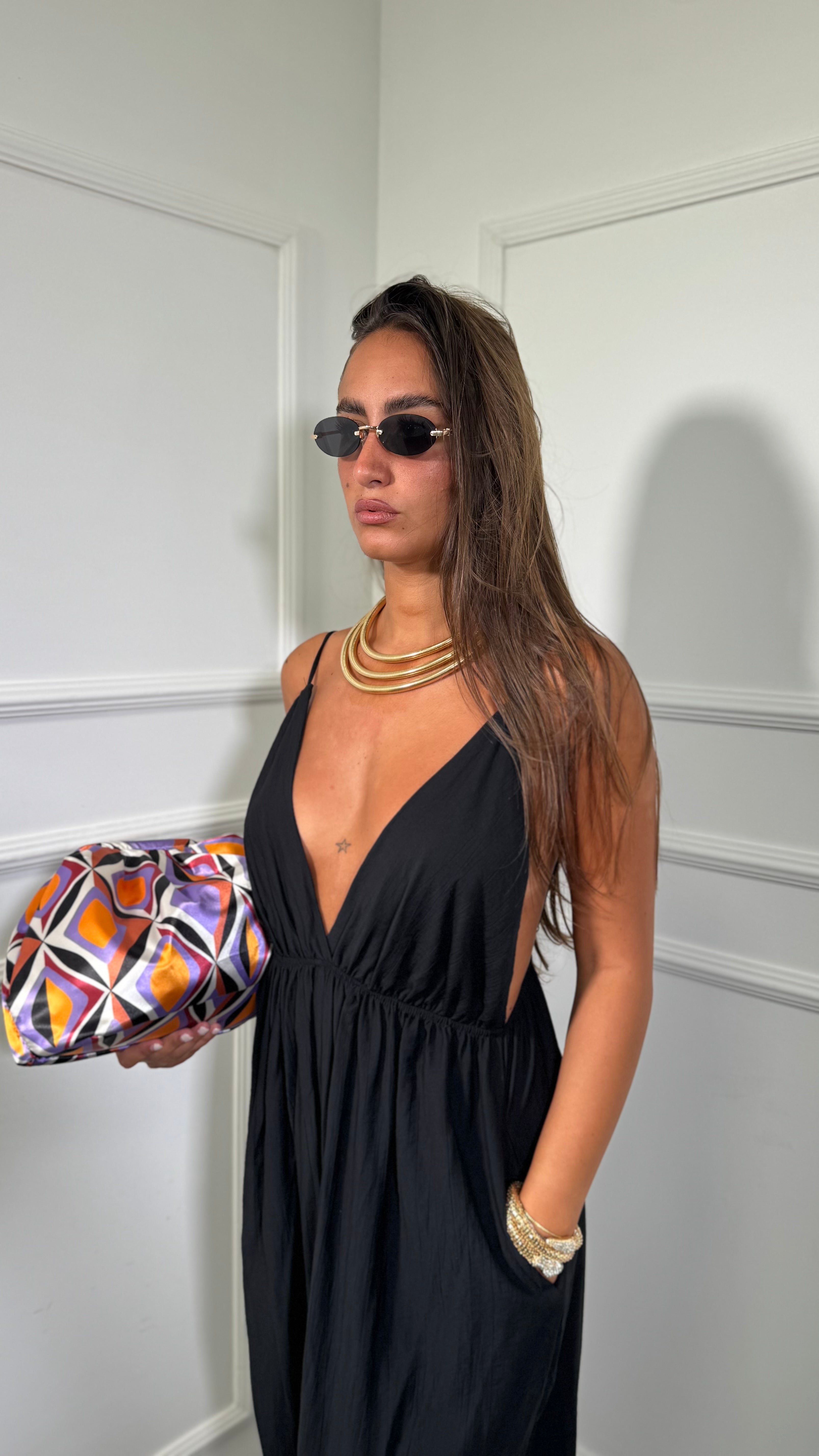 Jumpsuit balloon in viscosa Mirena nera nf9295
