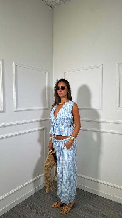 Coordinato a quadretti azzurro 14137