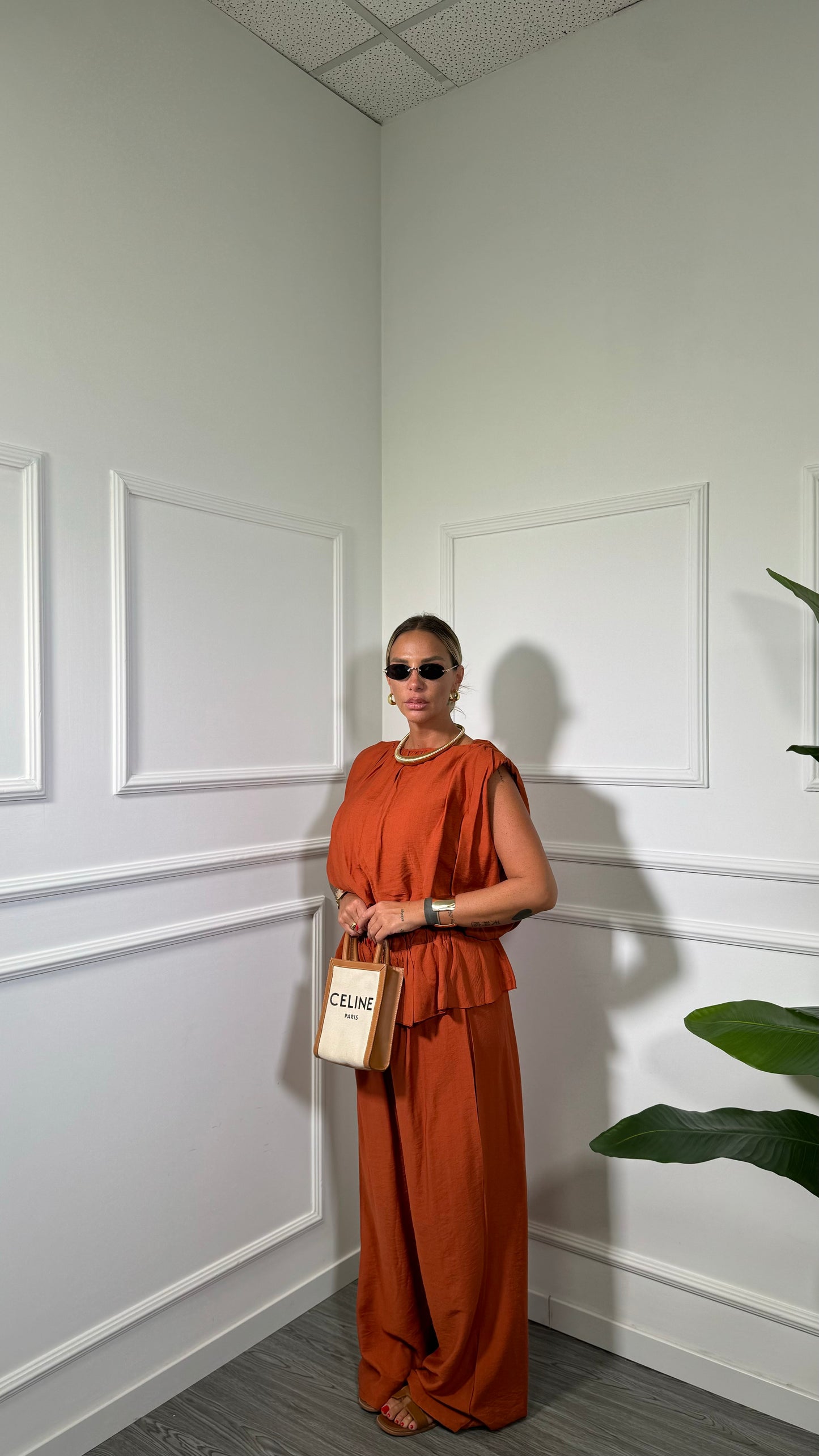 Coordinato in viscosa con rouges Atene (curvy) coccio 52745275