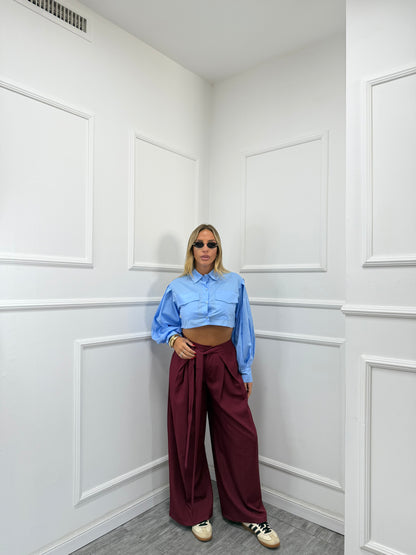 Pantaloni palazzo con fusciacca Back in Town bordeaux 66636