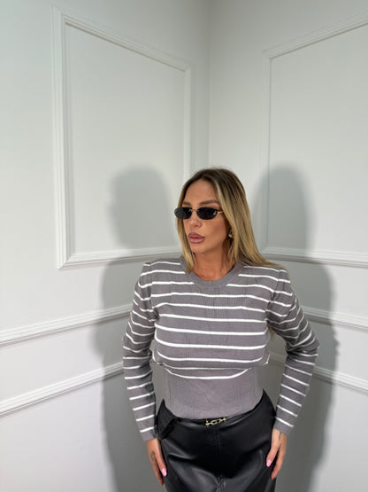 Maglioncino con spalline Minimal grigio t186