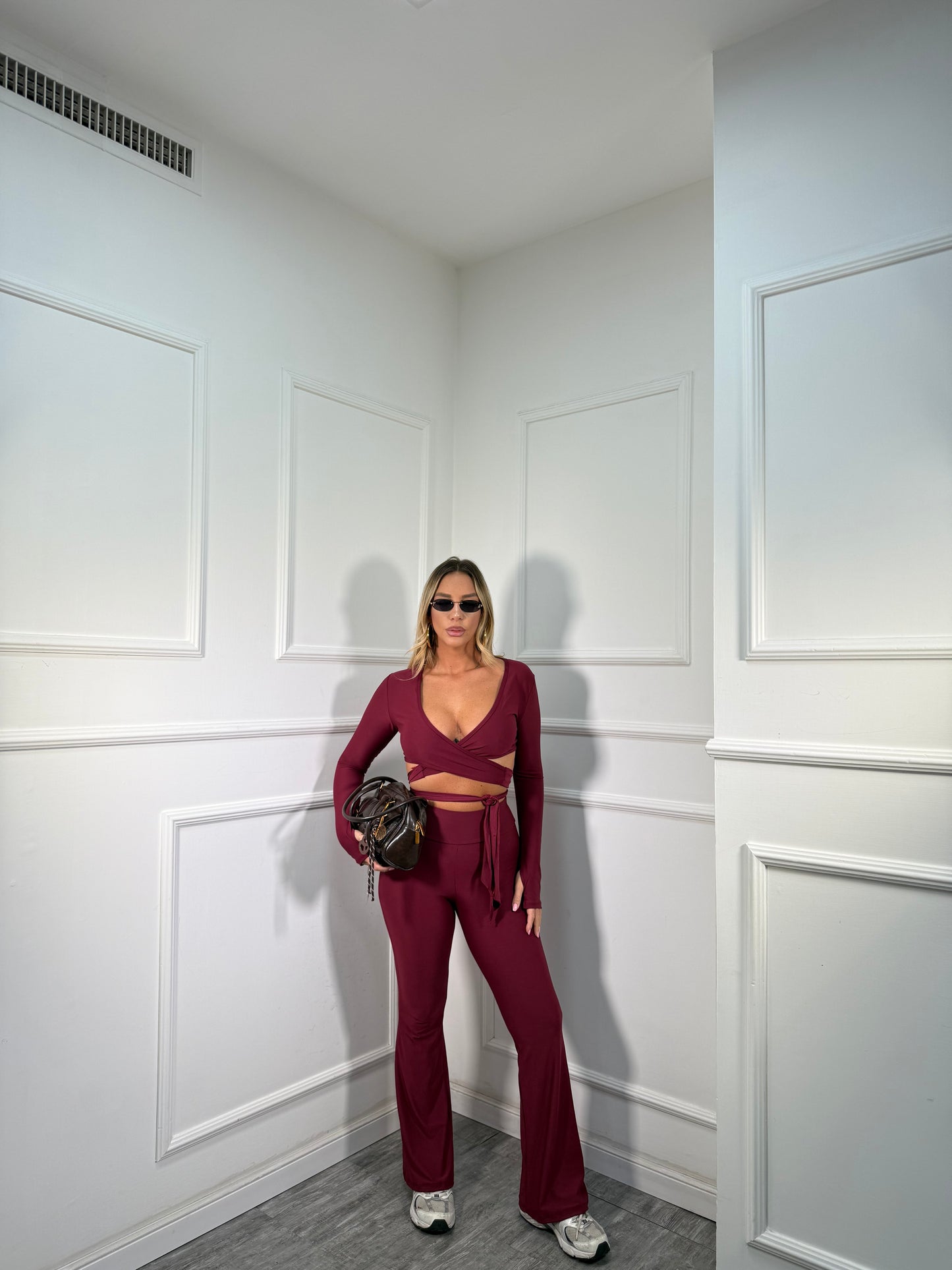 Coordinato in lycra Urban bordeaux 0001