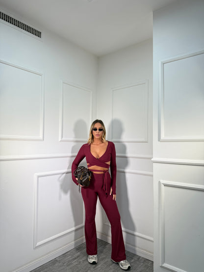 Coordinato in lycra Urban bordeaux 0001