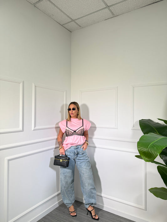 Jeans balloon doppio bustino Jeana lavaggio chiaro dx6053