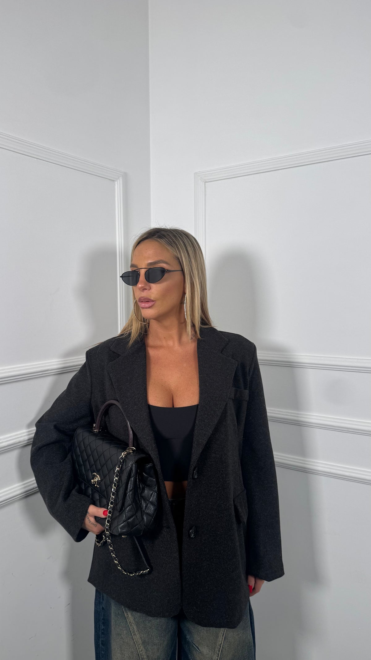 Blazer coat lana cotta Curvy Manhattan antracite fl7696