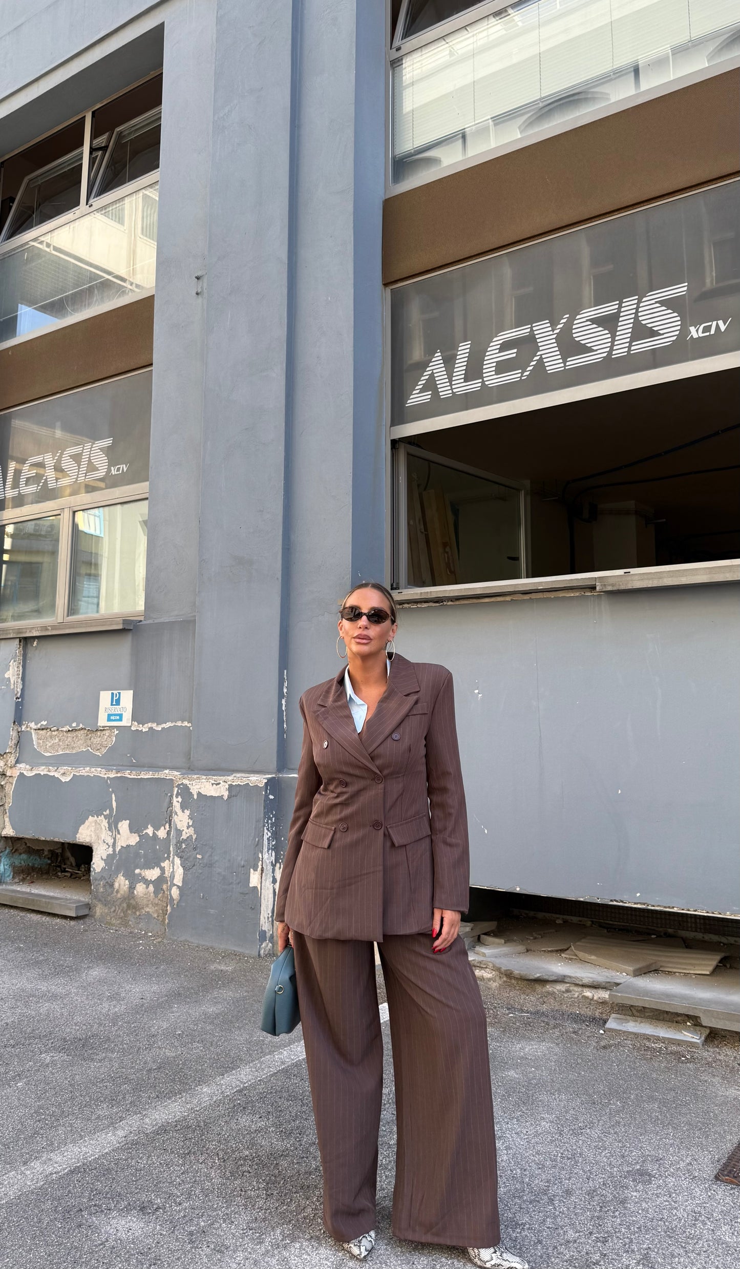 Tailleur gessato Smith caffè my19526