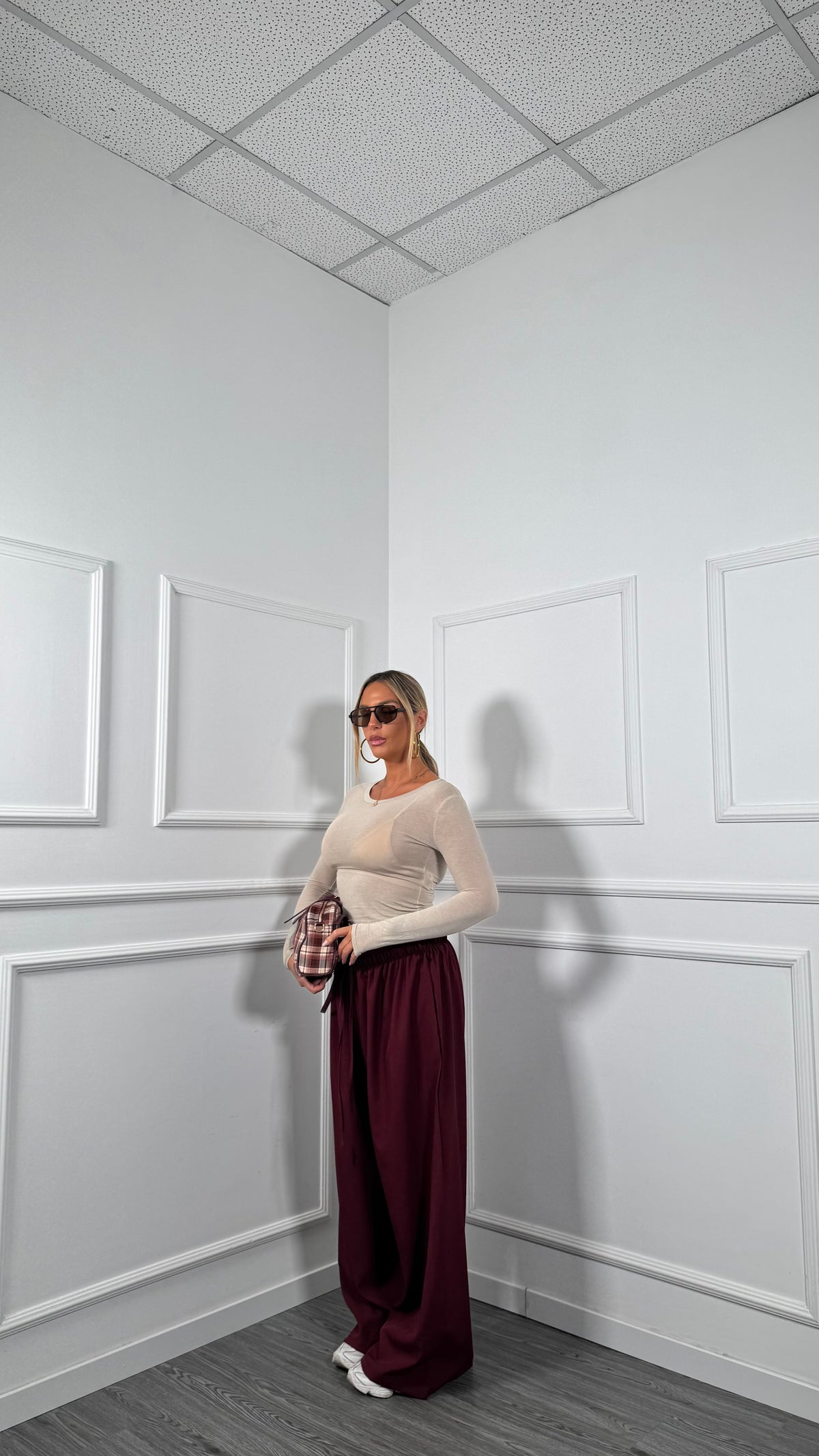 Pantaloni palazzo Curvy Comfy bordeaux 8393