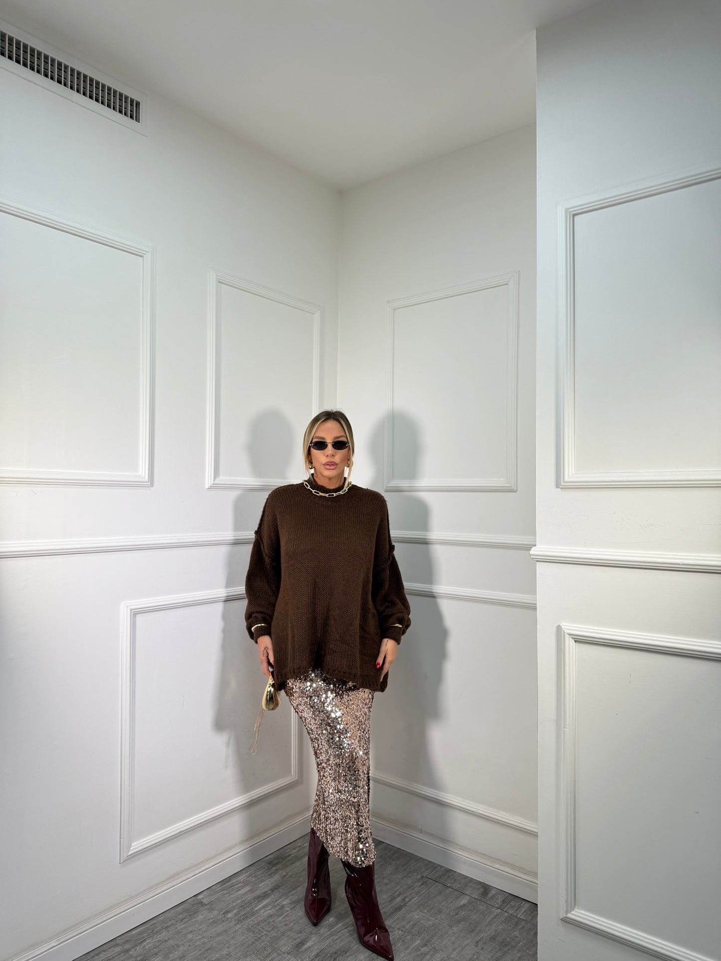 Longuette in paillettes Polvere di Stelle champagne 3018