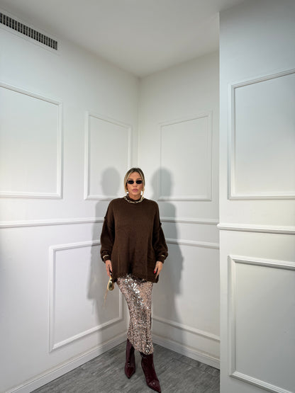 Longuette in paillettes Polvere di Stelle champagne 3018