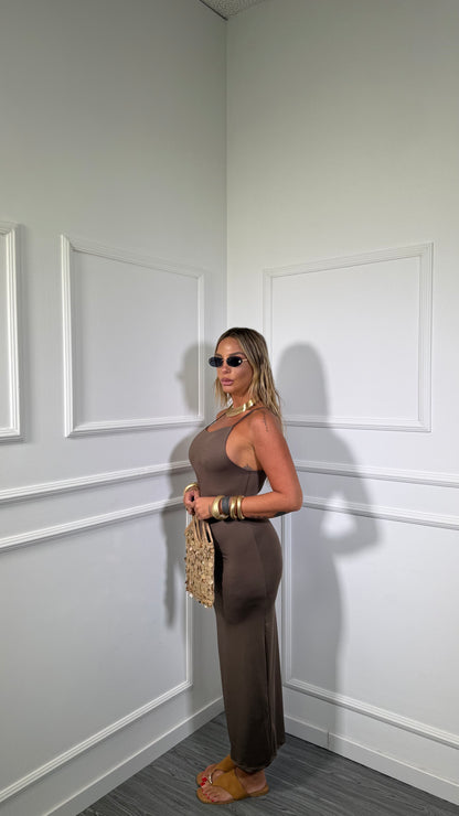 Abito midi in lycra taupe 16719