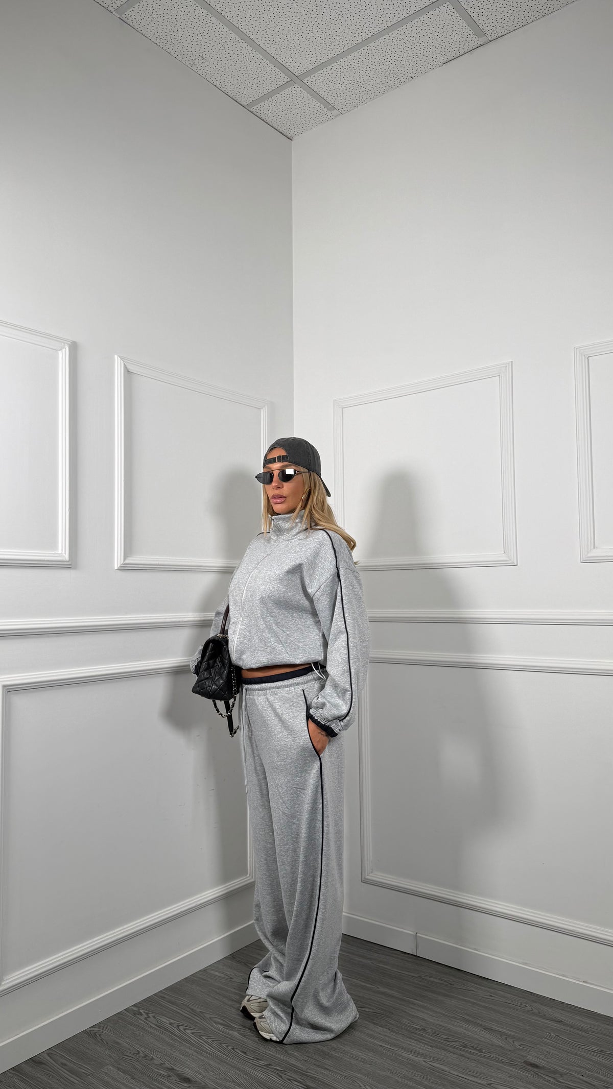 Coordinato tuta Twist grigio/blu m8820