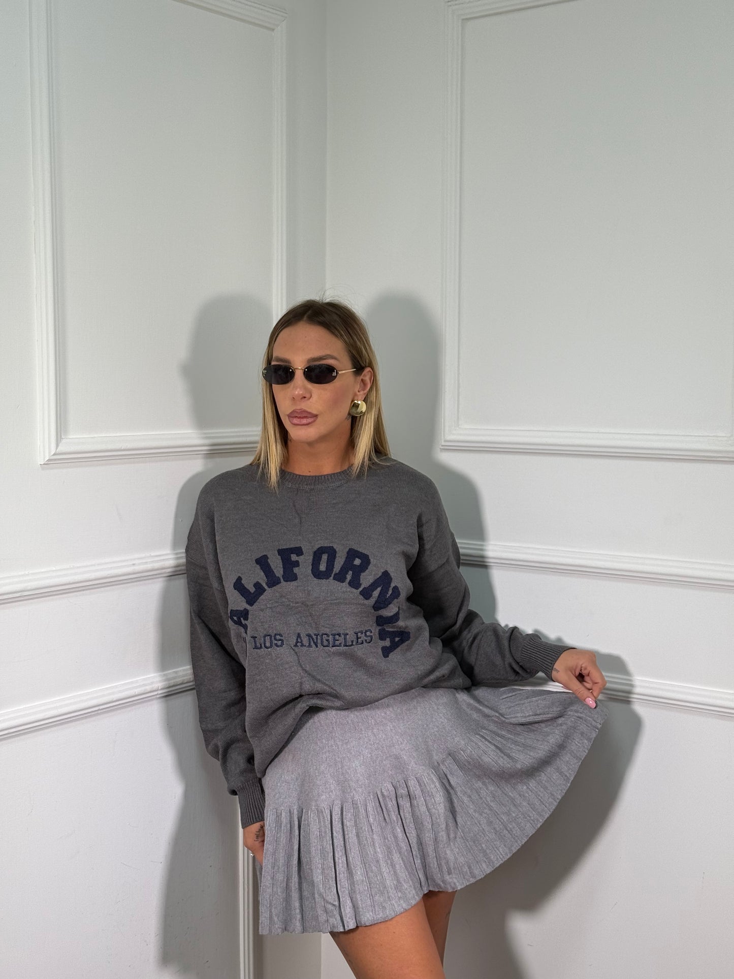 Gonna lana rasata Tower grigia 14661