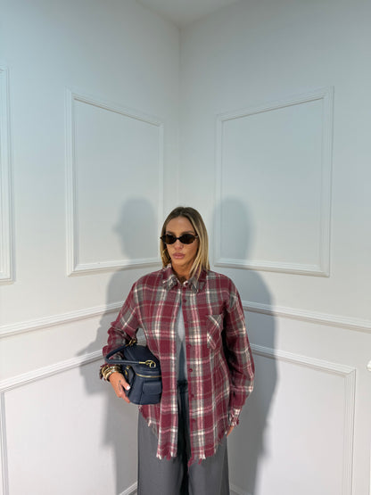 Camicia in flanella scozzese Martin bordeaux tr0780