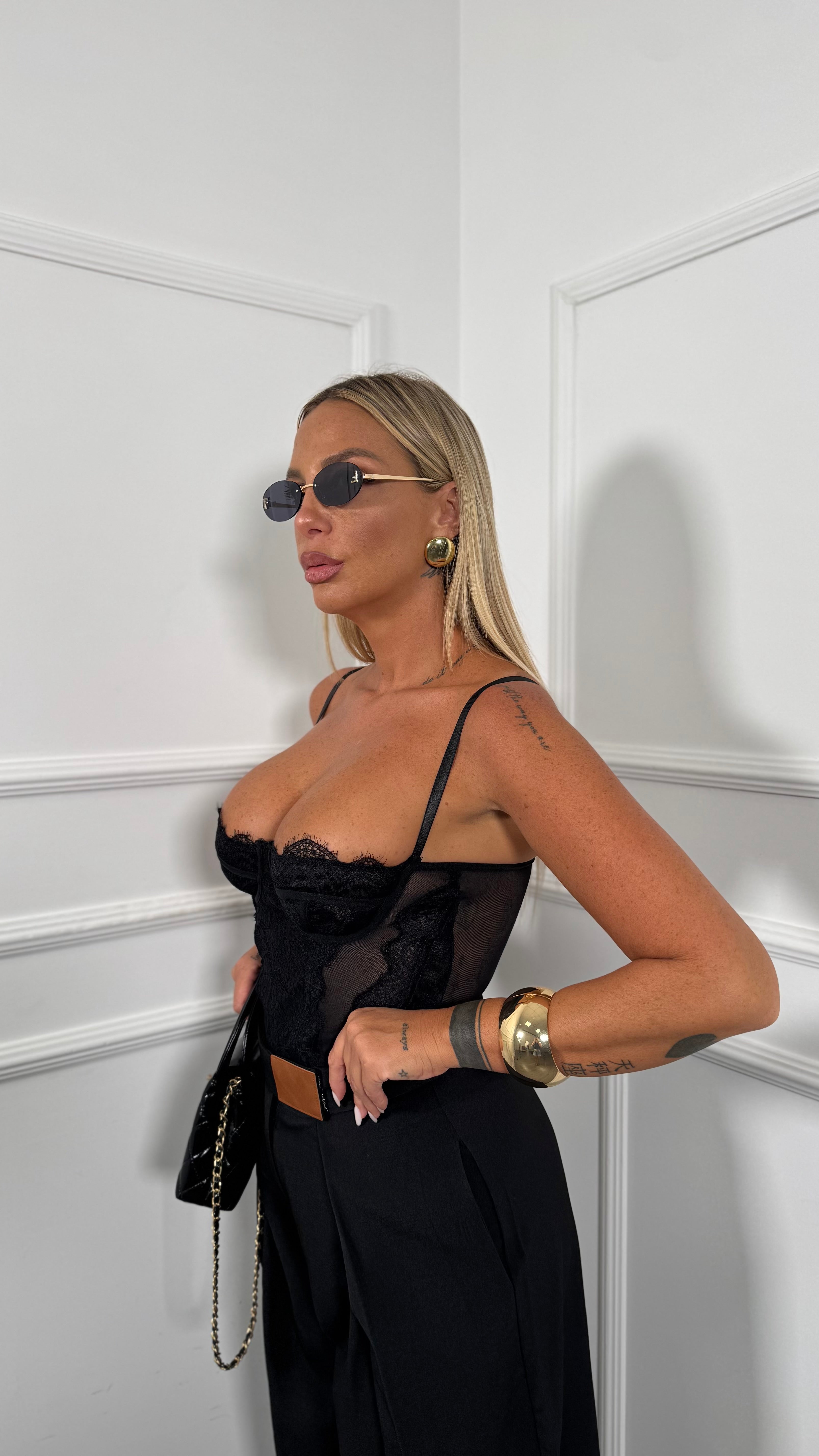 Body in pizzo Rougi nero 7866