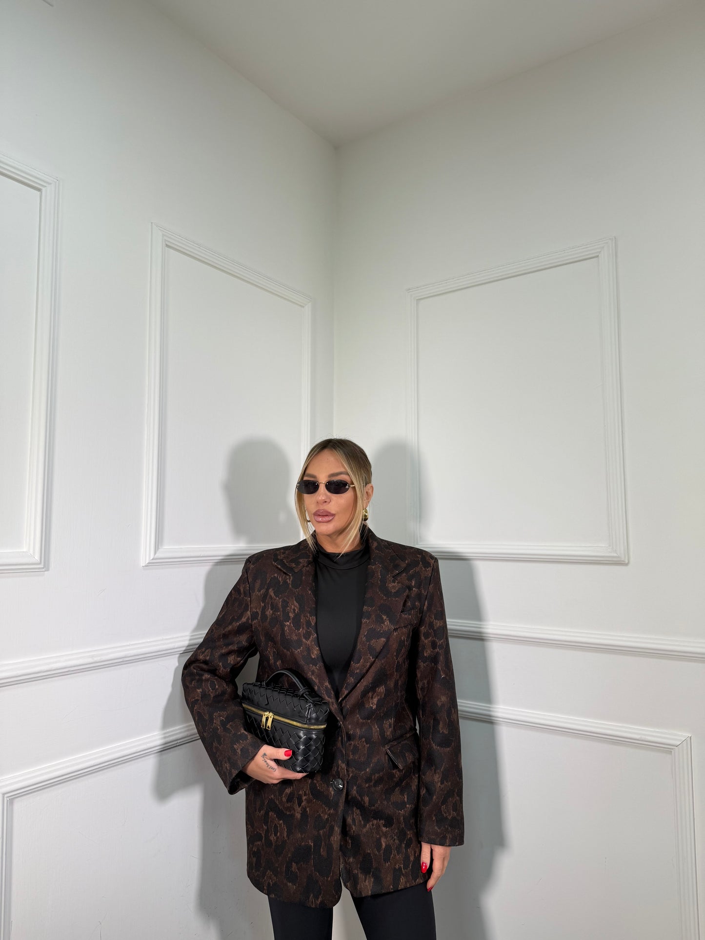 Blazer cappotto in lana cotta maculato Sophia 6813