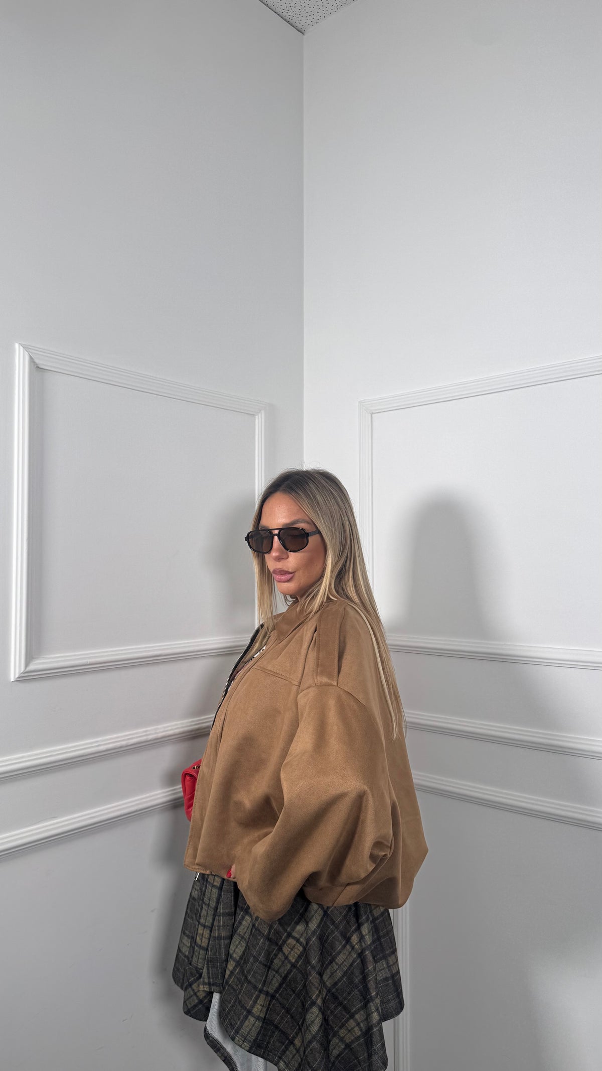 Bomber oversize ecocamoscio Zendaya camel