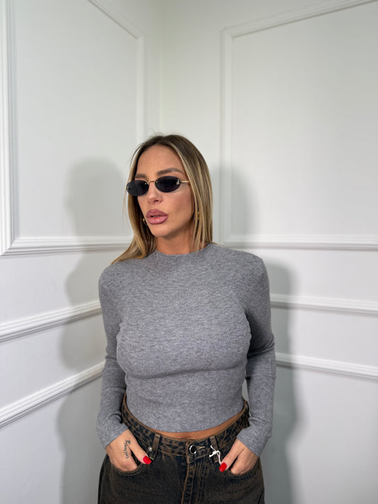 Maglioncino a costine lana rasata Klizia grigio 2221