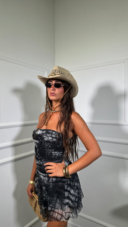 Abito corto a fascia in chiffon Goy nero 54629