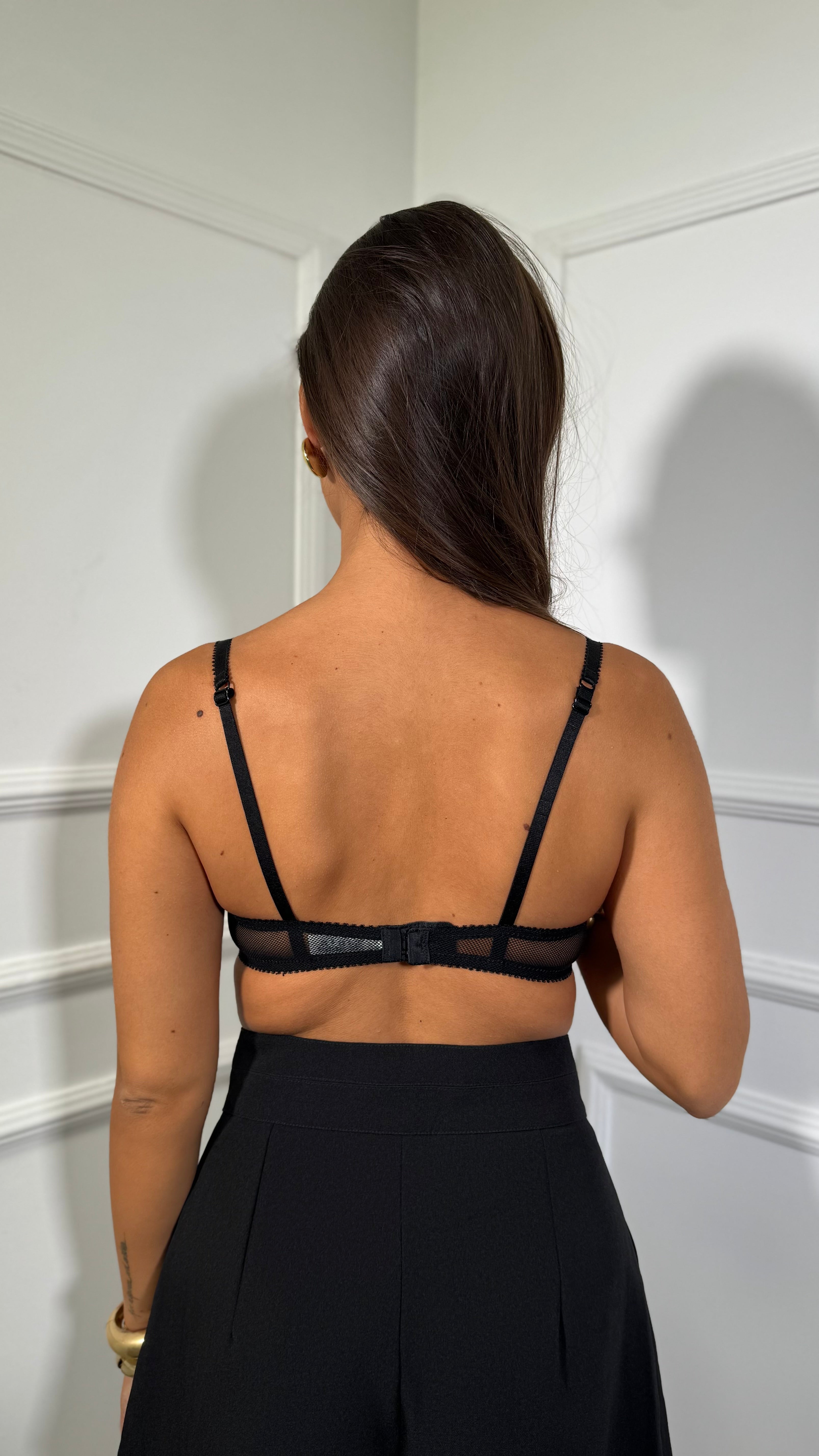 Bralette in pizzo nera/nude st5742