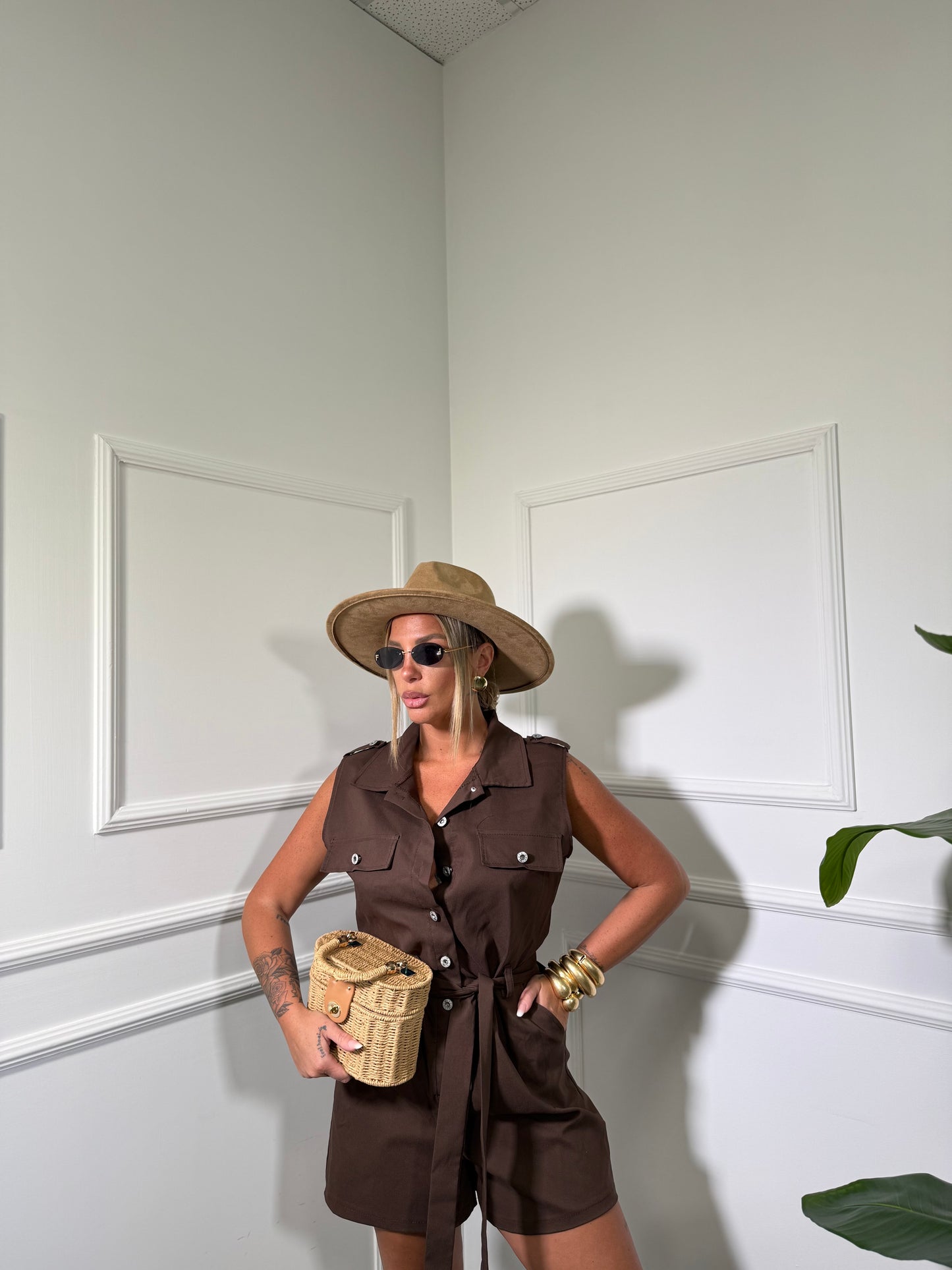 Jumpsuit in cotone (Curvy) Texas cioccolato