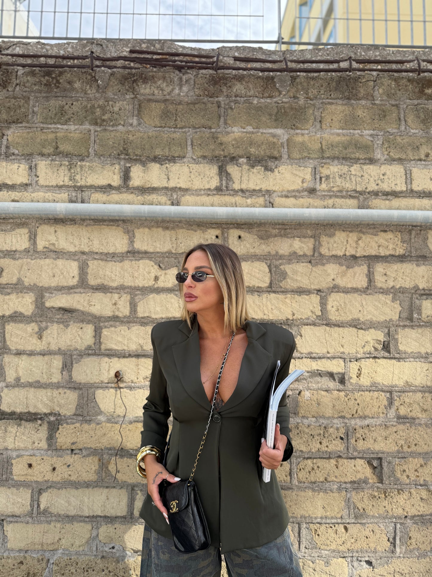 Blazer con spalline Corinne verde kiwi 22586