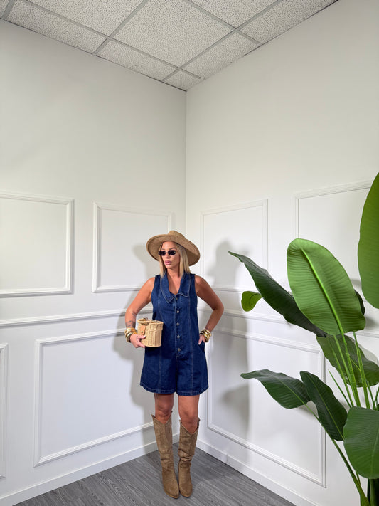 Jumpsuit gamba morbida in denim Penny lavaggio scuro 2768