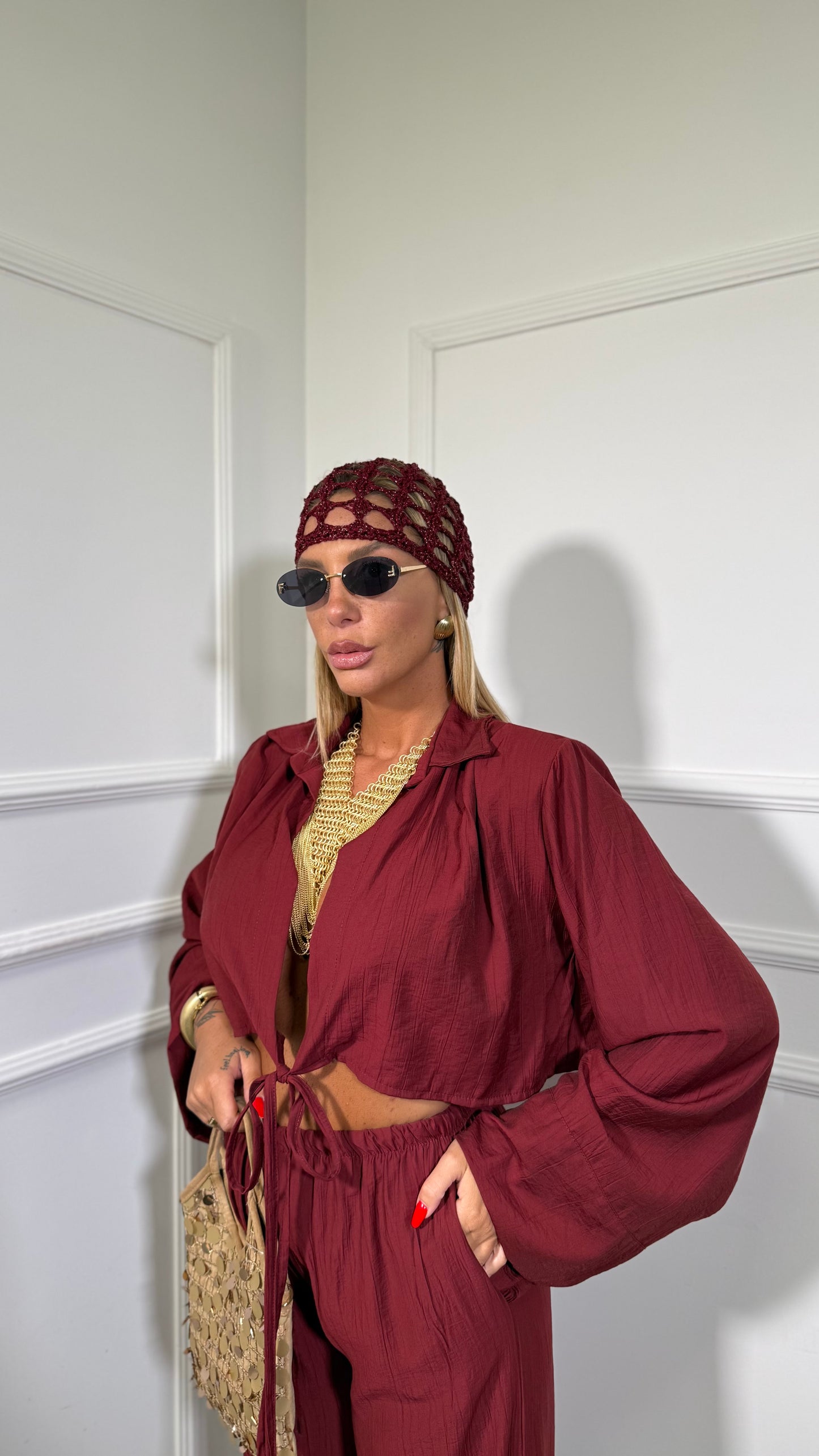 Coordinato con spalline Cancun bordeaux  8212