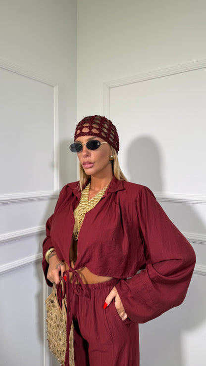 Coordinato con spalline Cancun bordeaux  8212