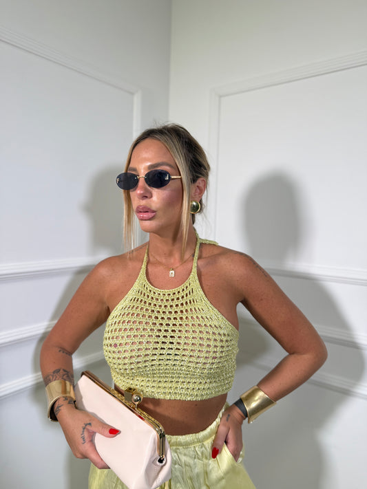Top in filo laminato Isla giallo 23726