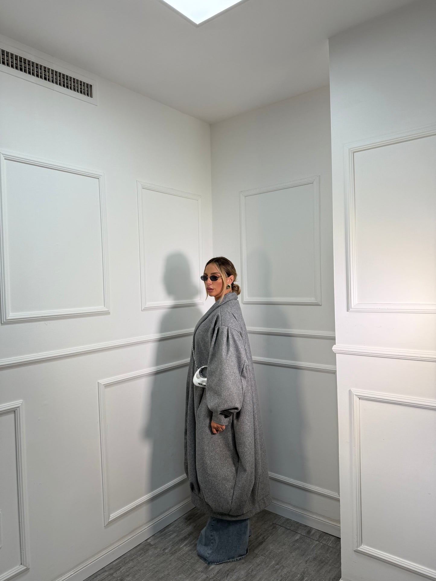 Cappotto balloon in panno Times Square grigio 6779